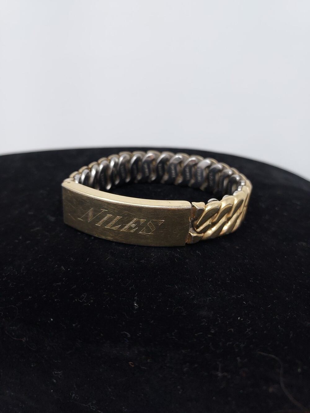 Speidel Sweetheart Expansion Bracelet 1940s Engraved "Niles" Photo Inside